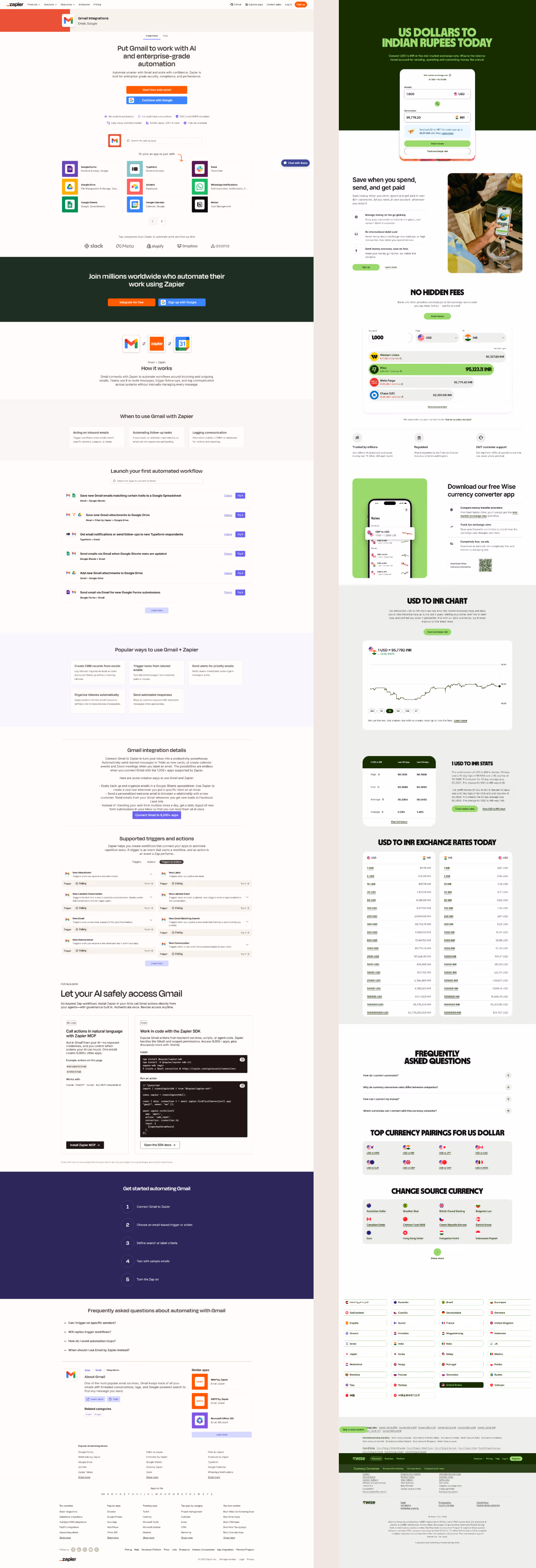 Wise and Zapier programmatic pages examples 