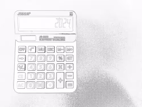 Pencil sketch of a calculator