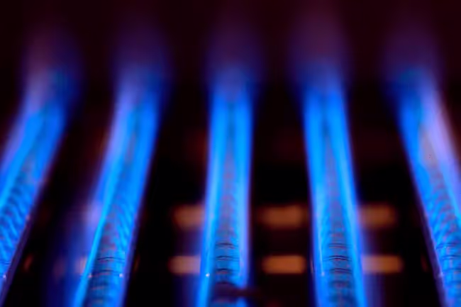 Blue burning gas flames