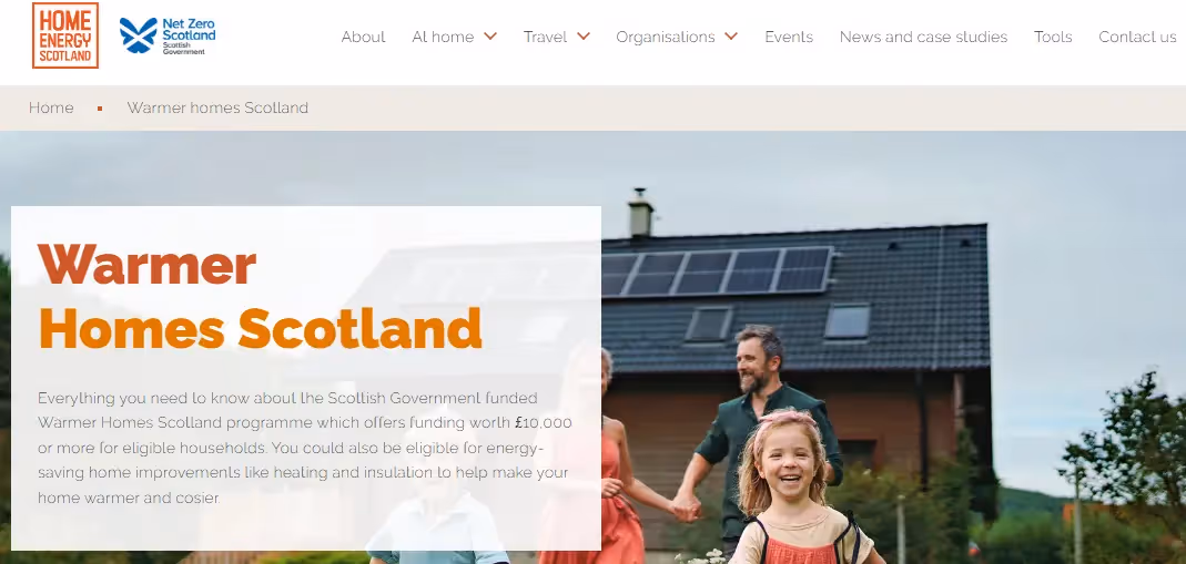 Screenshot of the Home Energy Scotland website
