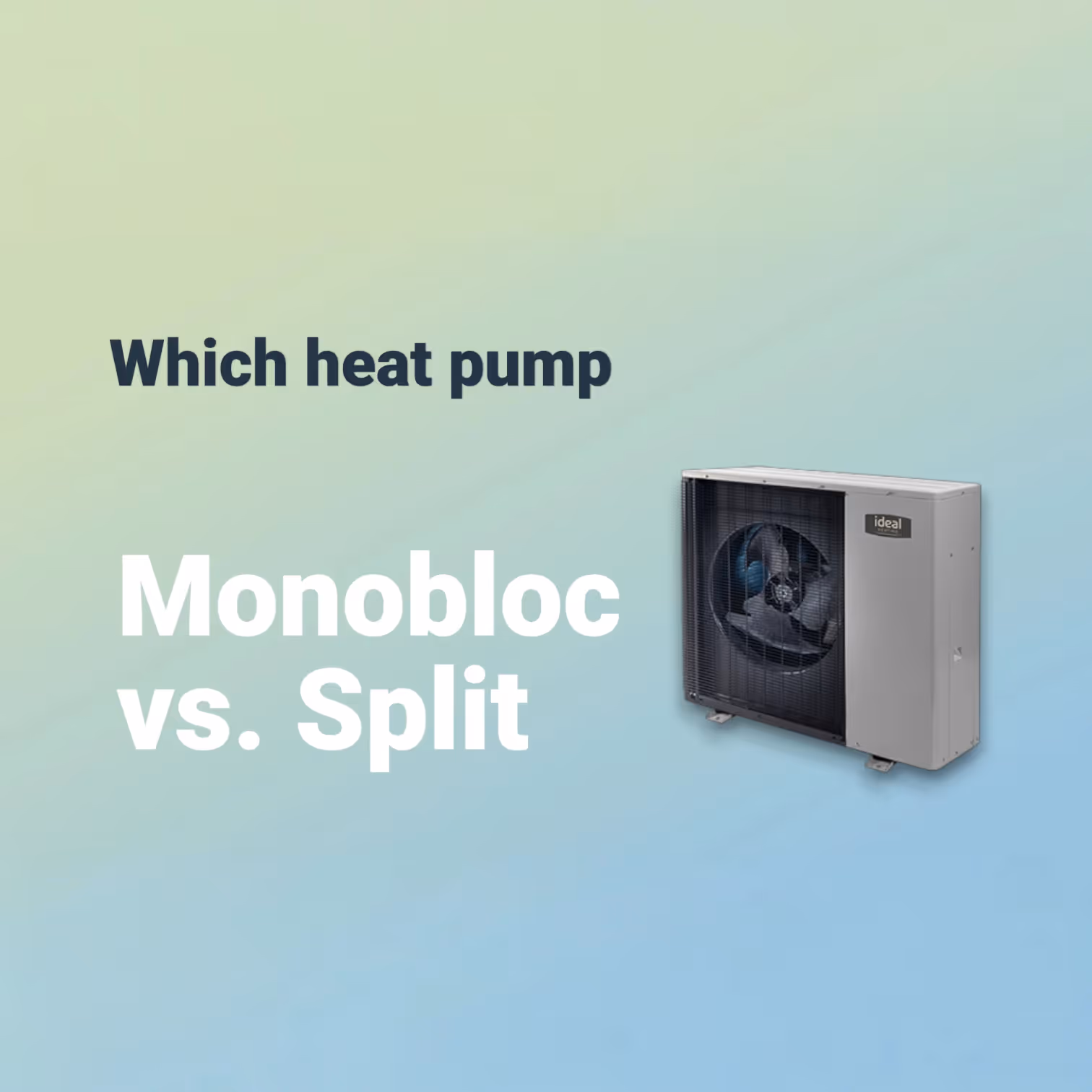 Both a split and monobloc heat pump sat on a frozen lake