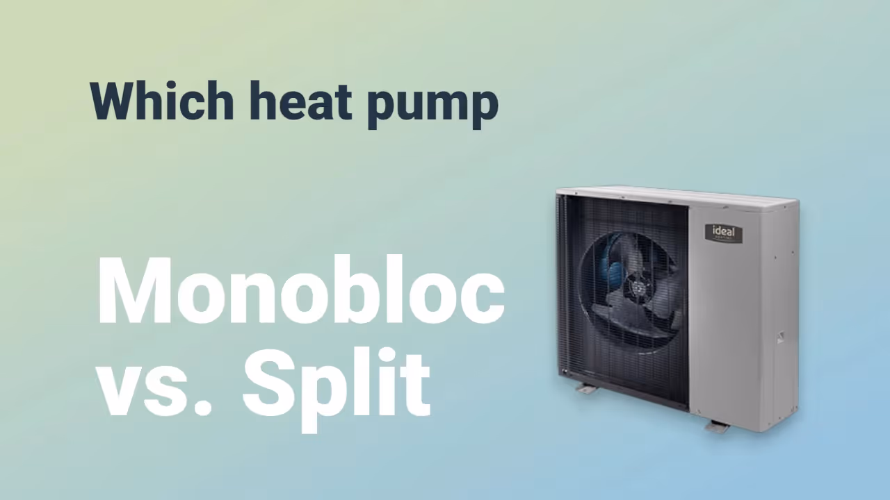 Both a split and monobloc heat pump sat on a frozen lake