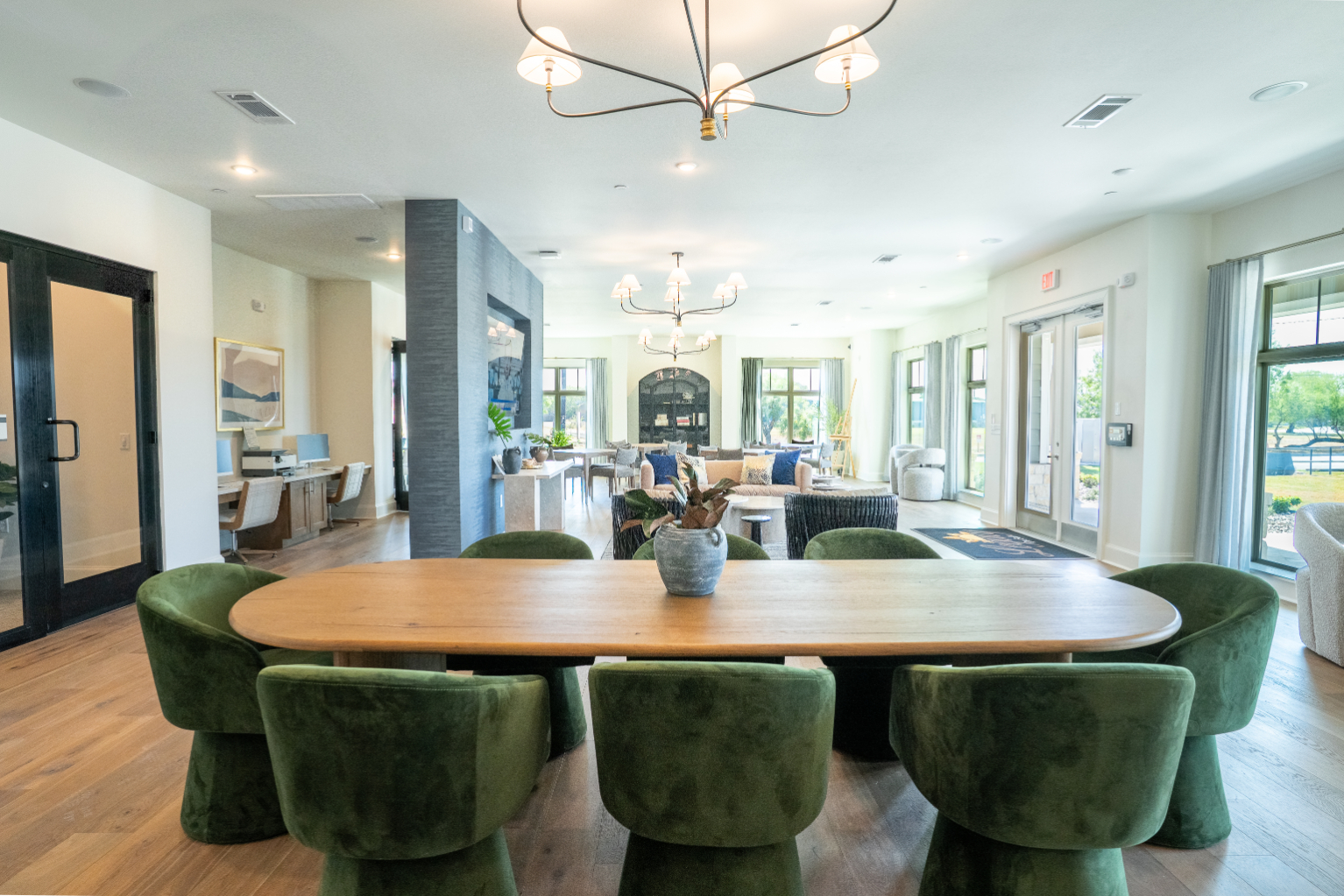 Clubhouse dining area with table and chairs