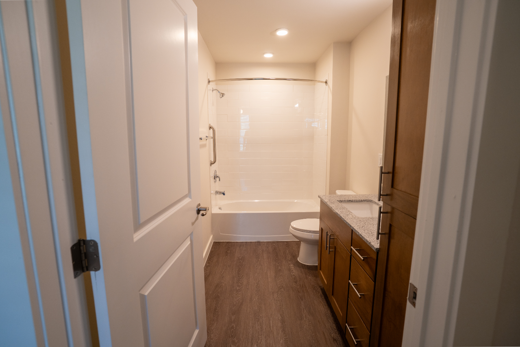 Bathroom with shower tub combo