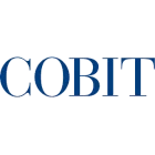 Logo COBIT en lettres bleues majuscules.