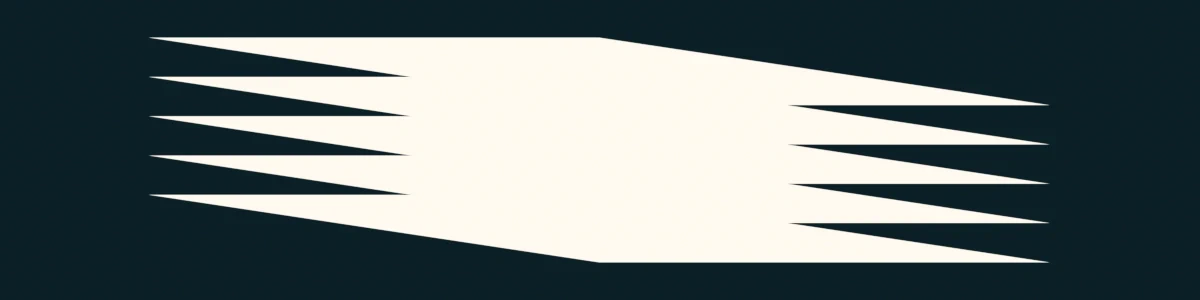 Forme géométrique abstraite blanche avec pointes étirées sur un fond noir.