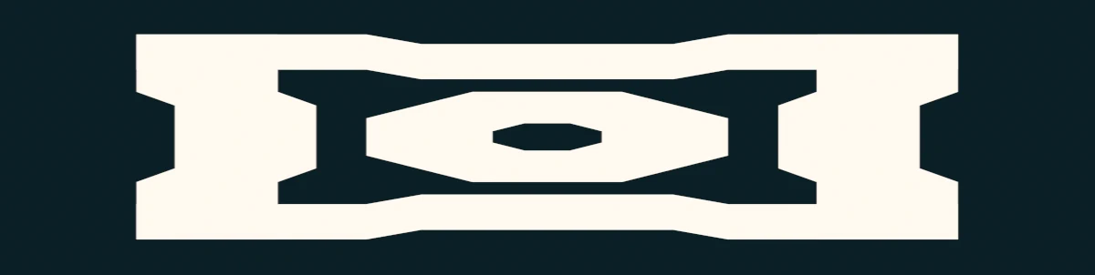 Motif géométrique symétrique découpé en forme d'octogones imbriqués sur fond sombre.