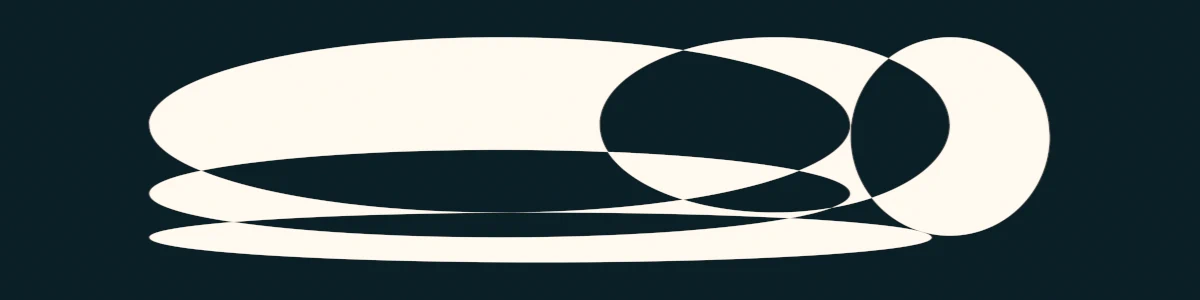 Illustration abstraite d'ellipses blanches superposées sur un fond noir.