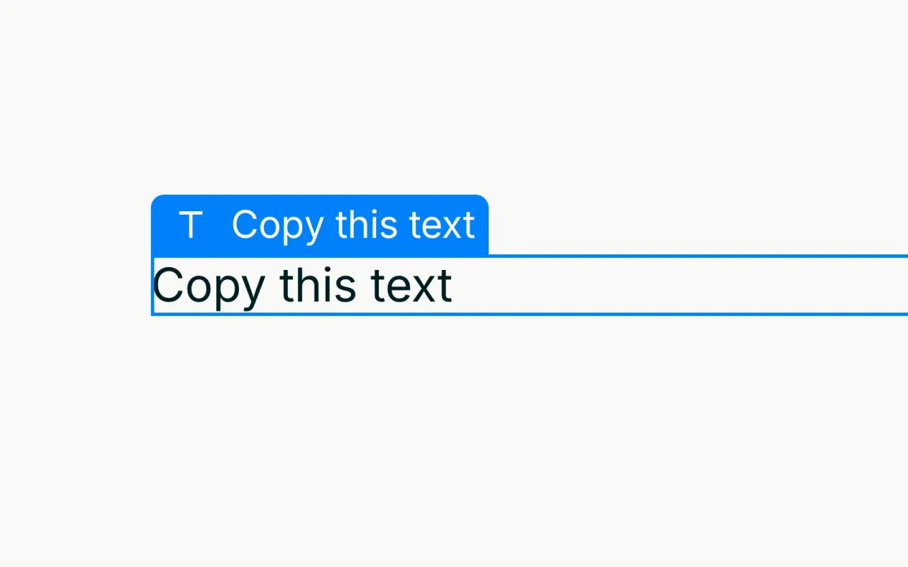 Text selection highlight over the phrase 'Copy this text' on a white background.
