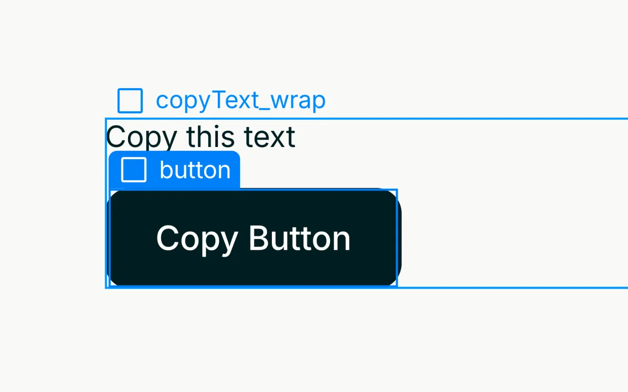 Button labeled 'Copy Button' next to text saying 'Copy this text'.