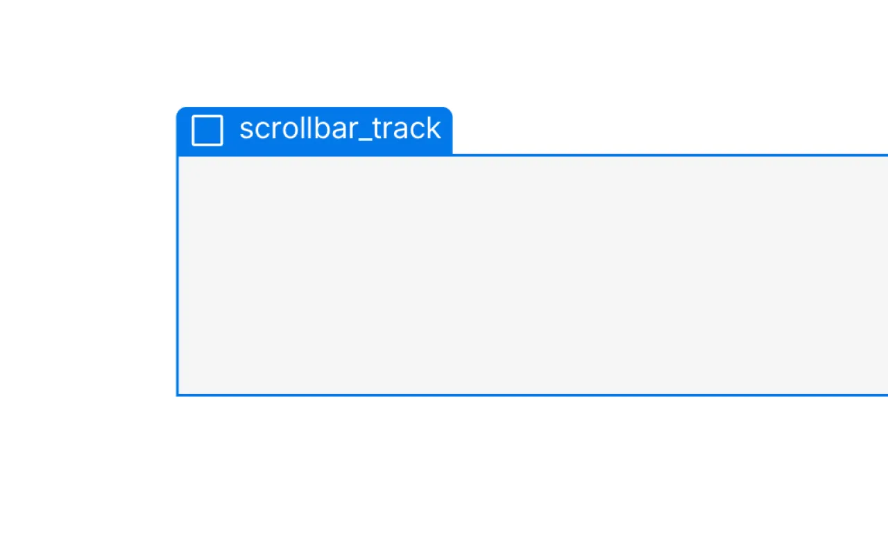 A blue-bordered rectangular code block labeled 'scrollbar_track' with an empty checkbox icon on the left side.