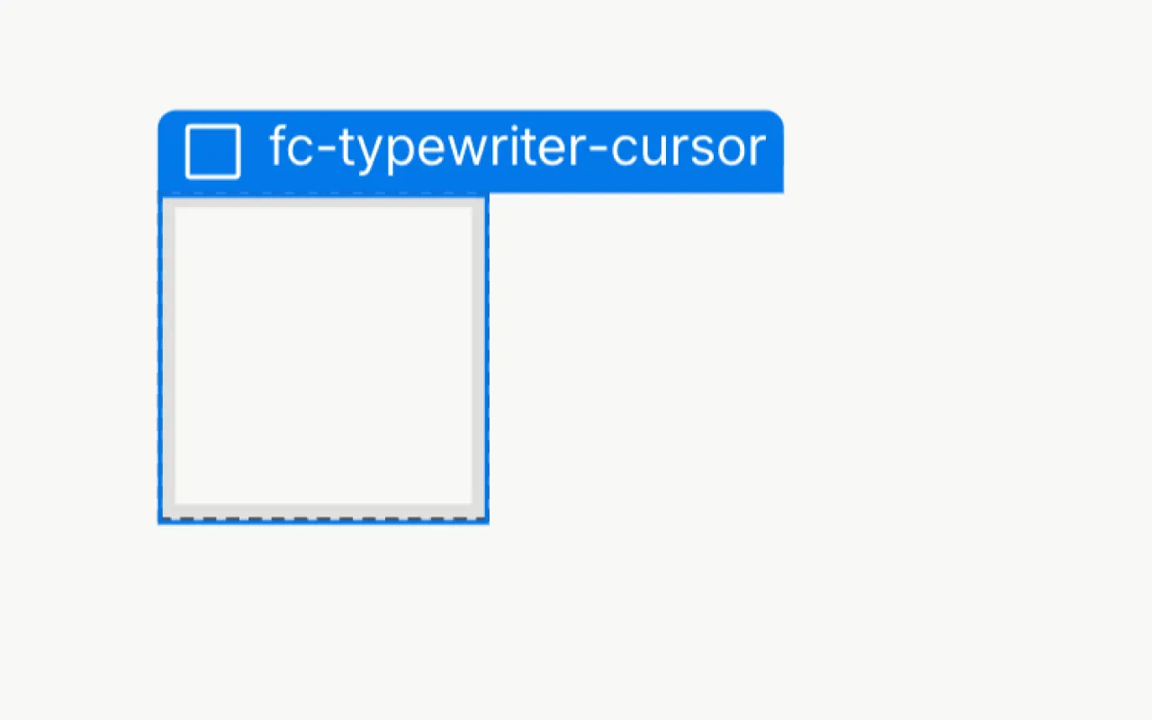 Checkbox labeled fc-typewriter-cursor with a white square below it.
