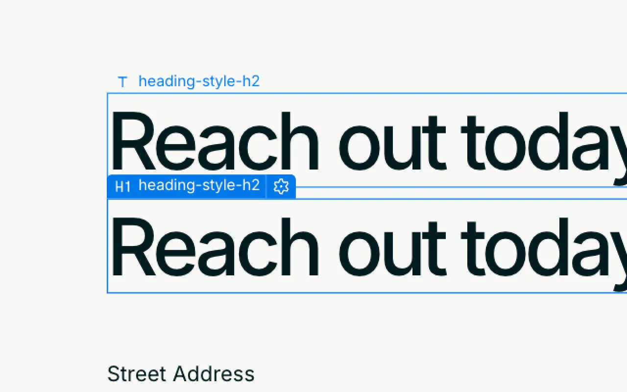 Two headings, one set to H1 and the other set to text. You will want to create the H1 text and then hide the element. Letting the text element get changed by the kit.