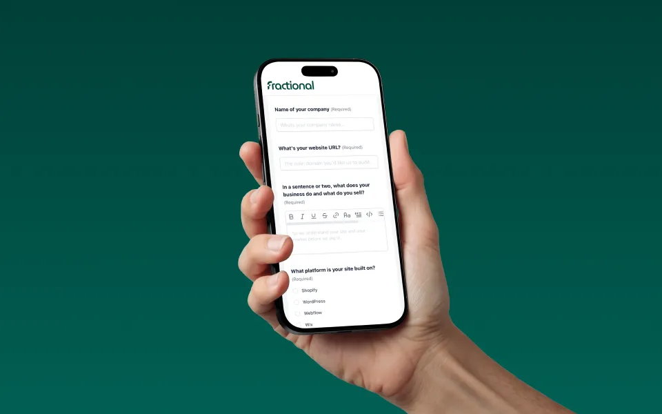 The intake form for Fractionals SEO and AEO onboarding.
