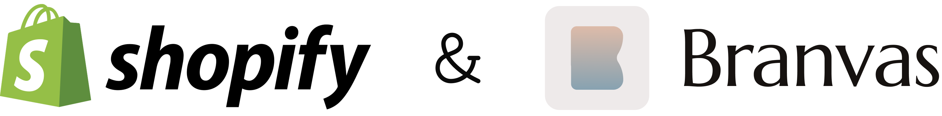 Shopify logo and Branvas logo side by side.