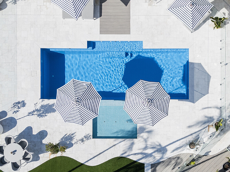 Aerial view of luxury backyard pool