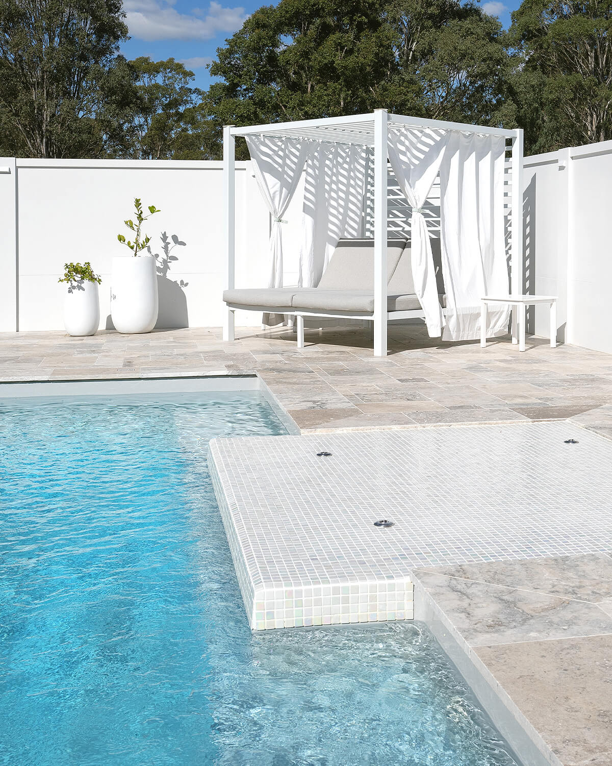 Swimming pool installer project featuring a contemporary fibreglass design