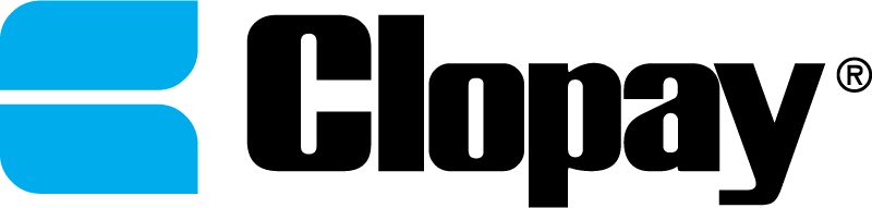 A blue logo with a black background.