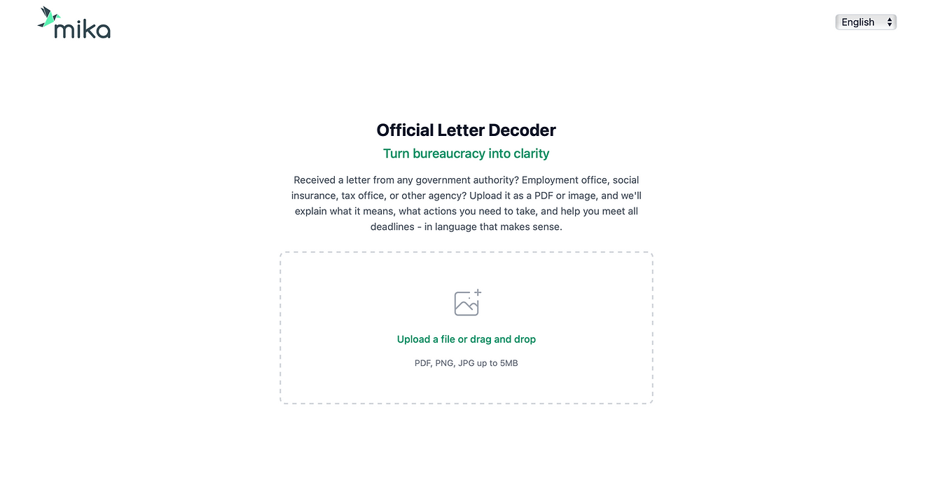 Source: https://www.getmika.de/bureaucracy-translator