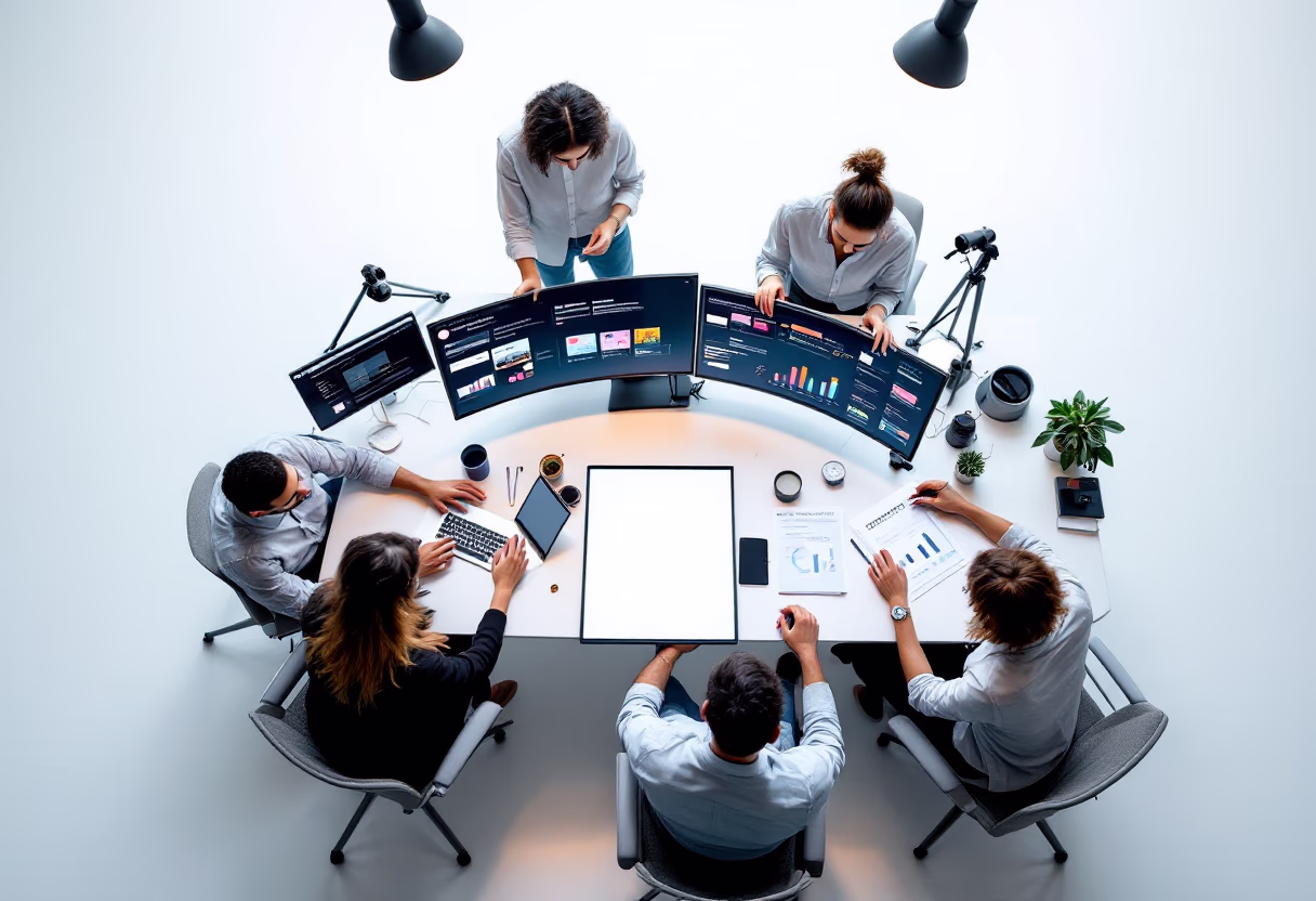 image of a team collaborating at an ai saas company