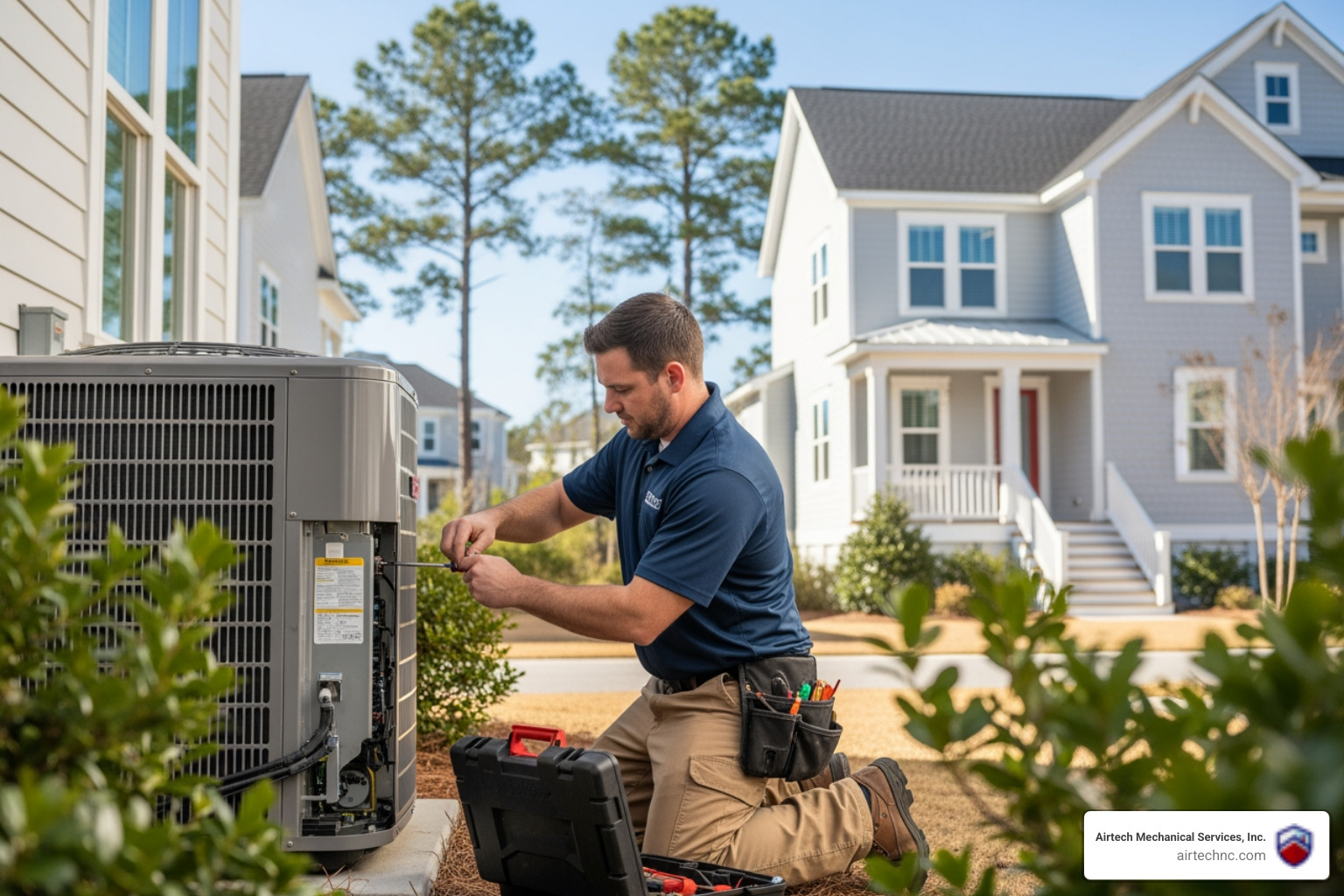 infographic showing how a heat pump works with arrows indicating heating mode drawing warmth from outside air into the home in winter and cooling mode moving heat from inside to outside in summer, with labels for key components including outdoor unit, indoor air handler, refrigerant lines, and reversing valve that switches between heating and cooling modes - heat pump repair in hampstead, nc infographic showing how a heat pump works with arrows indicating heating mode drawing warmth from outside air into the home in winter and cooling mode moving heat from inside to outside in summer, with labels for key components including outdoor unit, indoor air handler, refrigerant lines, and reversing valve that switches between heating and cooling modes - heat pump repair in hampstead, nc