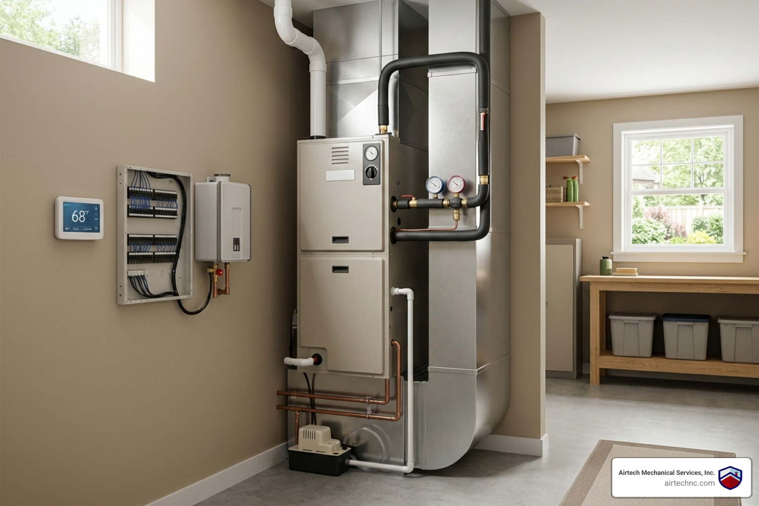A high-efficiency air conditioning system installed in a clean, modern residential setting - benefits of choosing a nate A high-efficiency air conditioning system installed in a clean, modern residential setting - benefits of choosing a nate