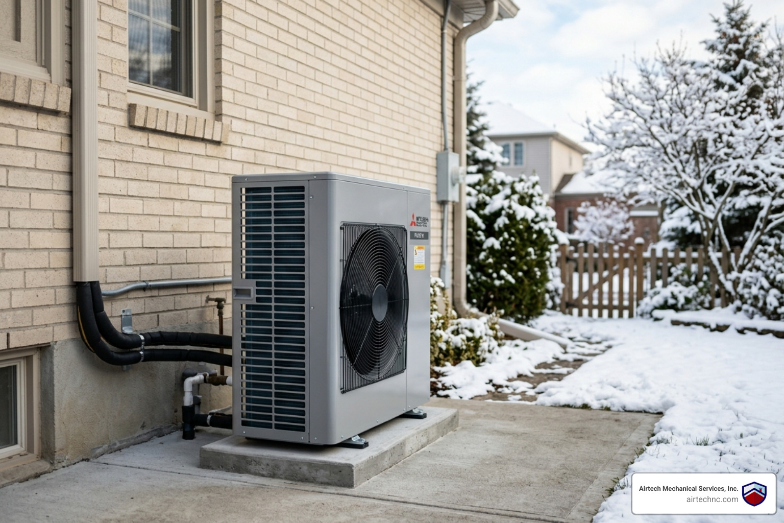 An outdoor heat pump unit operating cleanly in winter with frost-free coils - how does a heat pump work An outdoor heat pump unit operating cleanly in winter with frost-free coils - how does a heat pump work