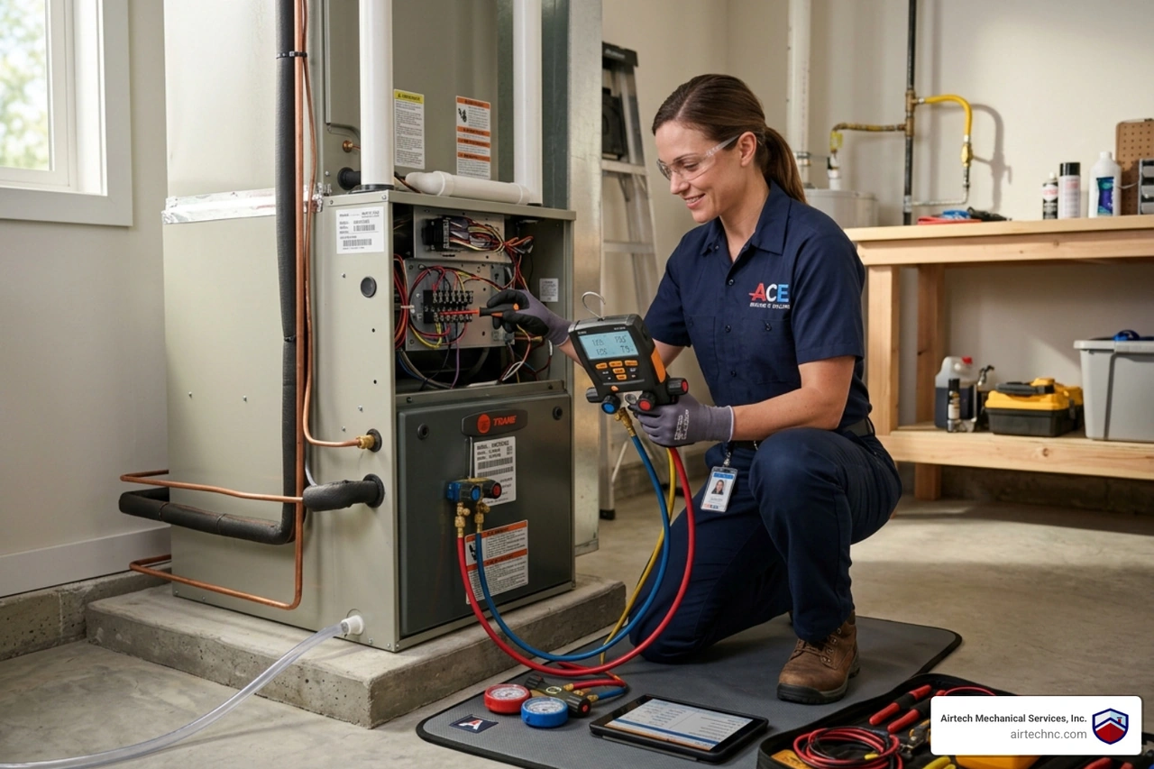 Technician performing a precision tune-up on a residential HVAC system - is an hvac maintenance plan worth it Technician performing a precision tune-up on a residential HVAC system - is an hvac maintenance plan worth it