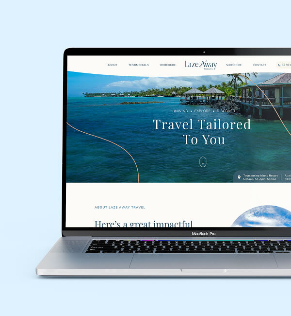 desktop design for LazeAway Travel