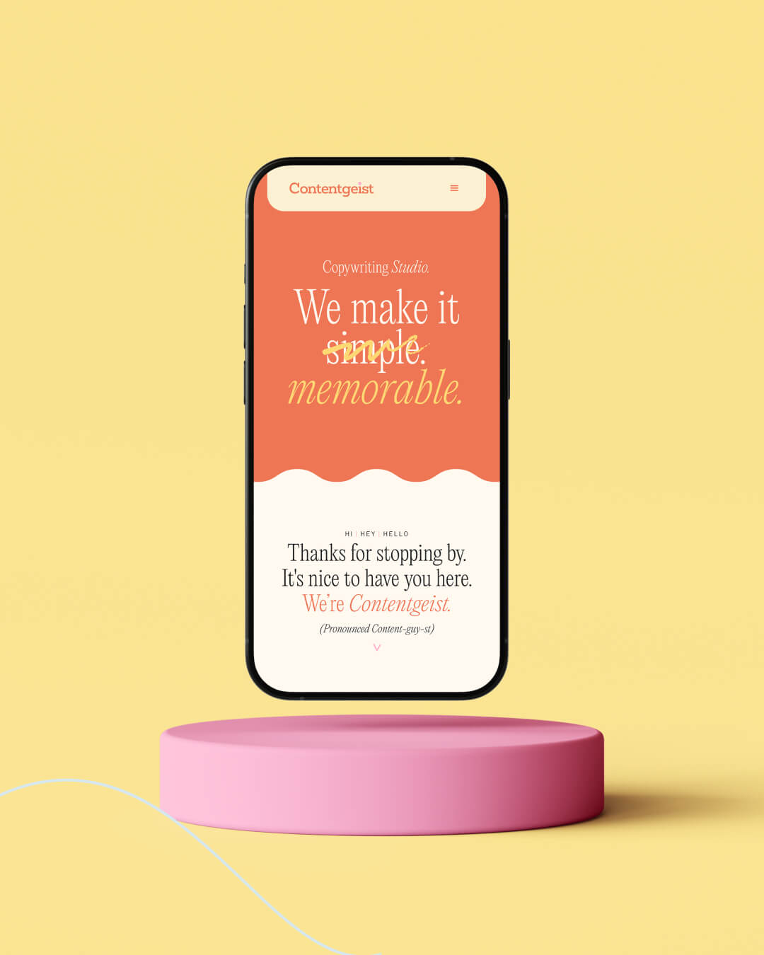 Image of mobile design for brand Contentgeist, it is modern, colourful and bright