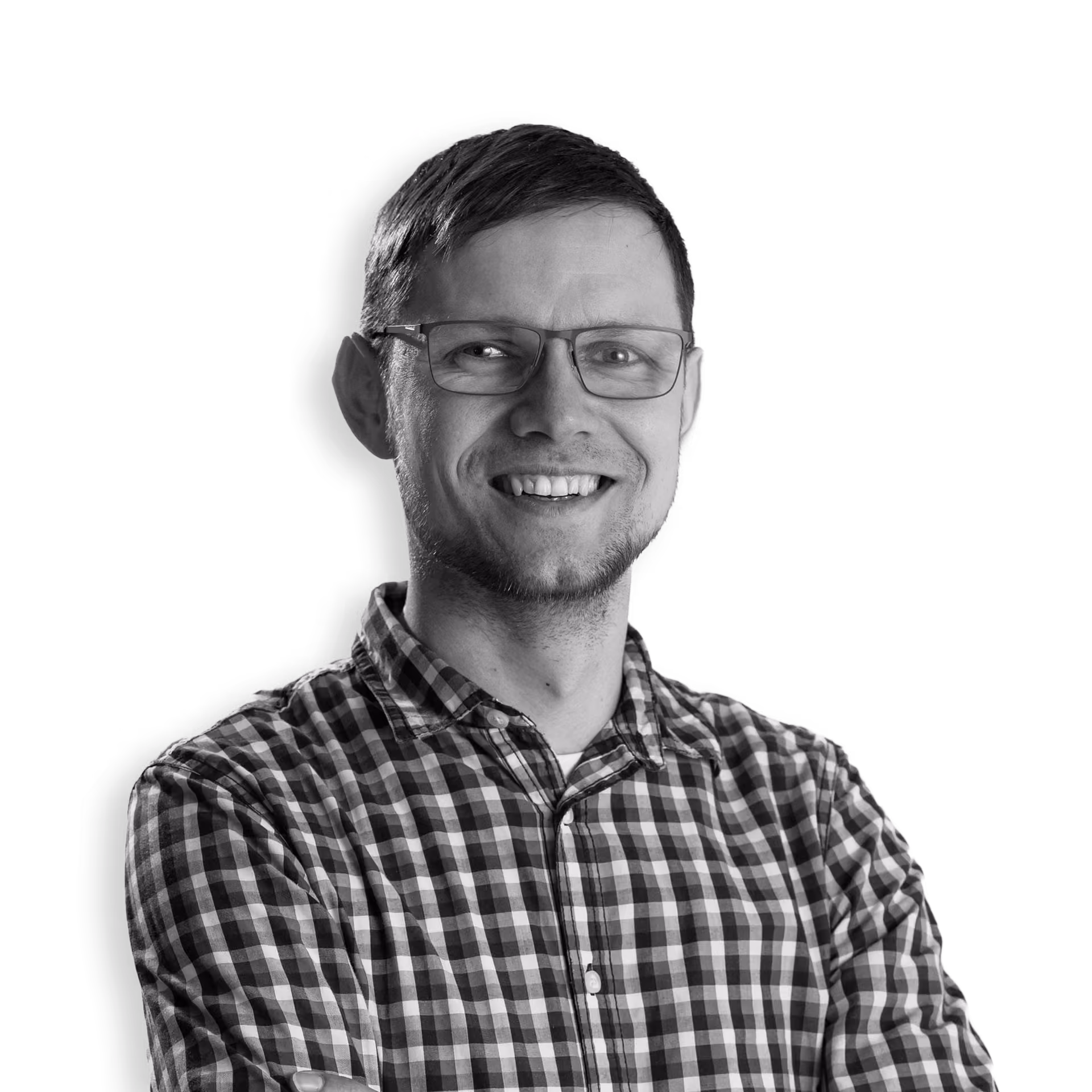 Portrait eines Mitarbeiters als Freisteller ohne Hintergrund.