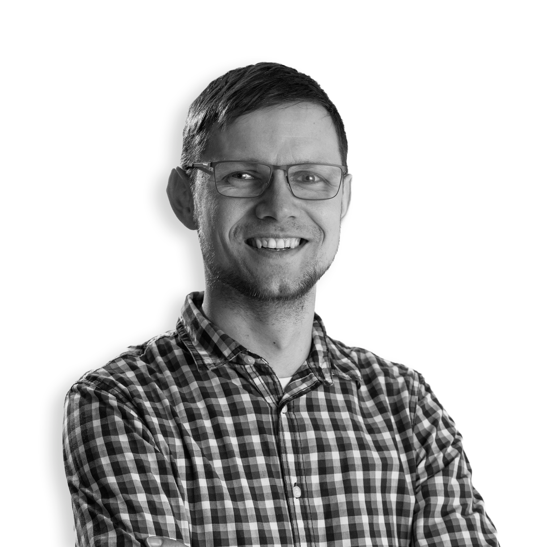 Portrait eines Mitarbeiters als Freisteller ohne Hintergrund.