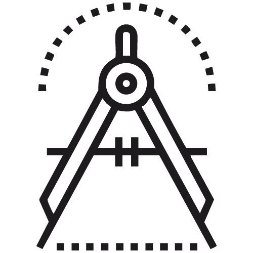 Schwarzes Lineal- und Zirkel-Symbol, das Präzision und Messung darstellt - Icon