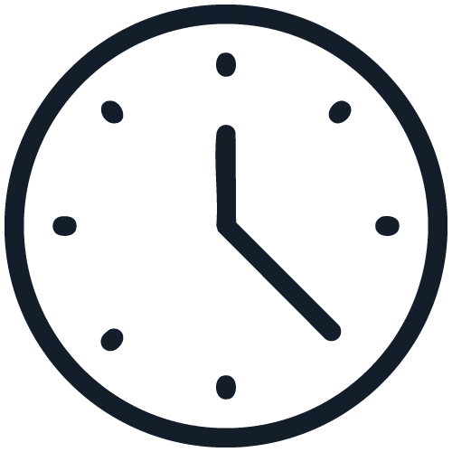 Ein analoger Uhrzeiger zeigt 3:00 Uhr an - Icon