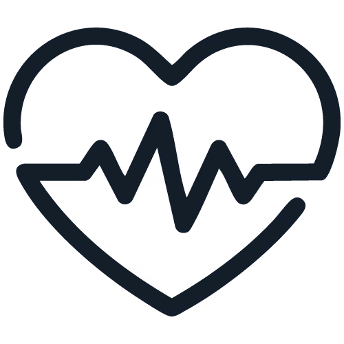 Herzsymbol mit Herzfrequenzlinie, die Gesundheit und Wohlbefinden darstellt - Icon