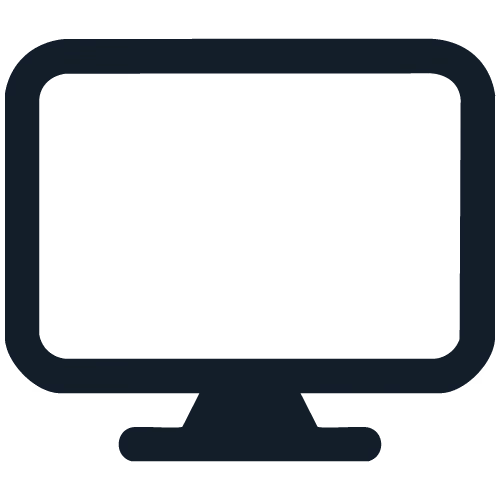 Symbol eines Computerbildschirms mit rechteckigem Display und Standfuß - Icon