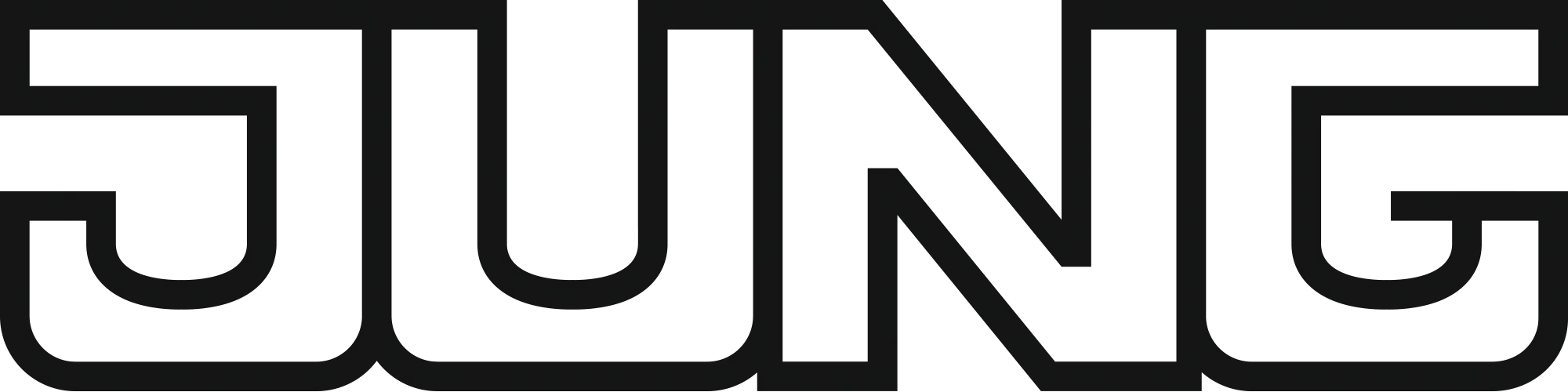 Schwarzes, stilisiertes Logo mit dem Schriftzug JUNG in Großbuchstaben.