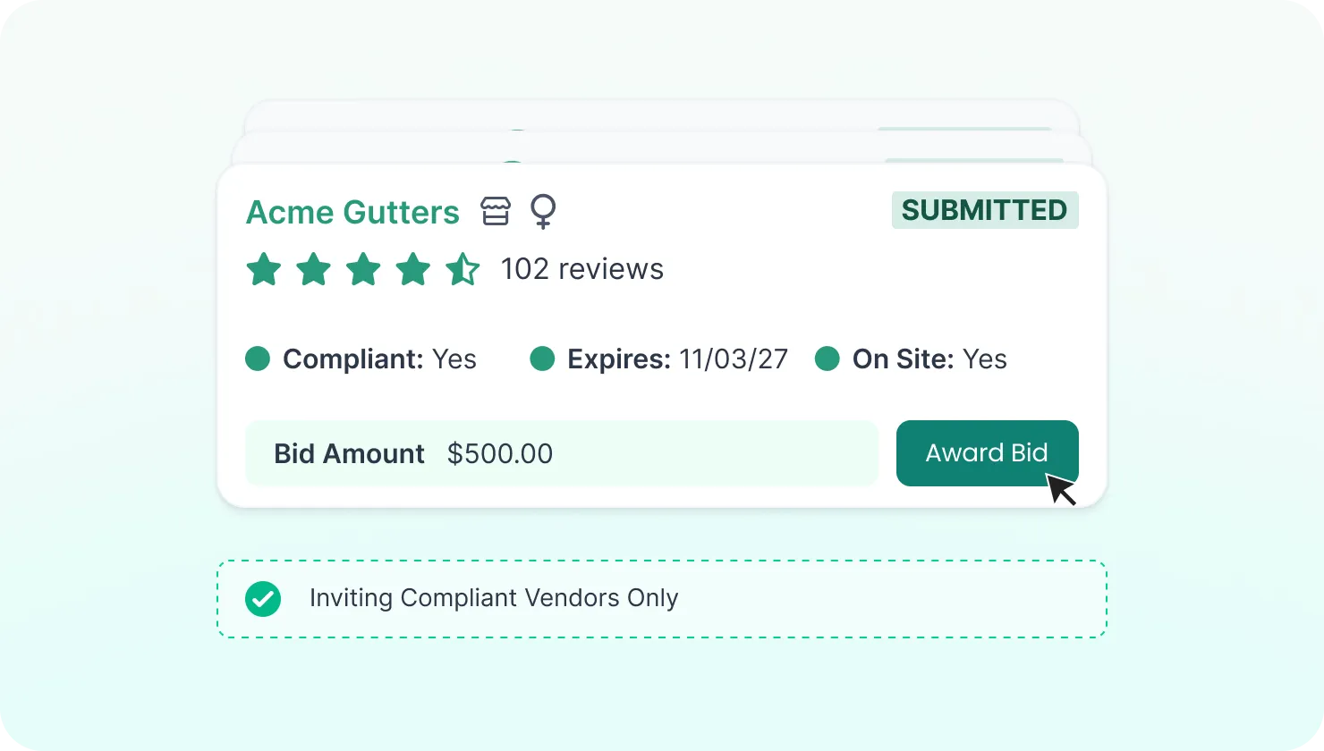 NetVendor vendor compliance audit showing W-9, background check, OFAC screening, COI verification, TIN matching, DEI status, and criminal record checks — all approved
