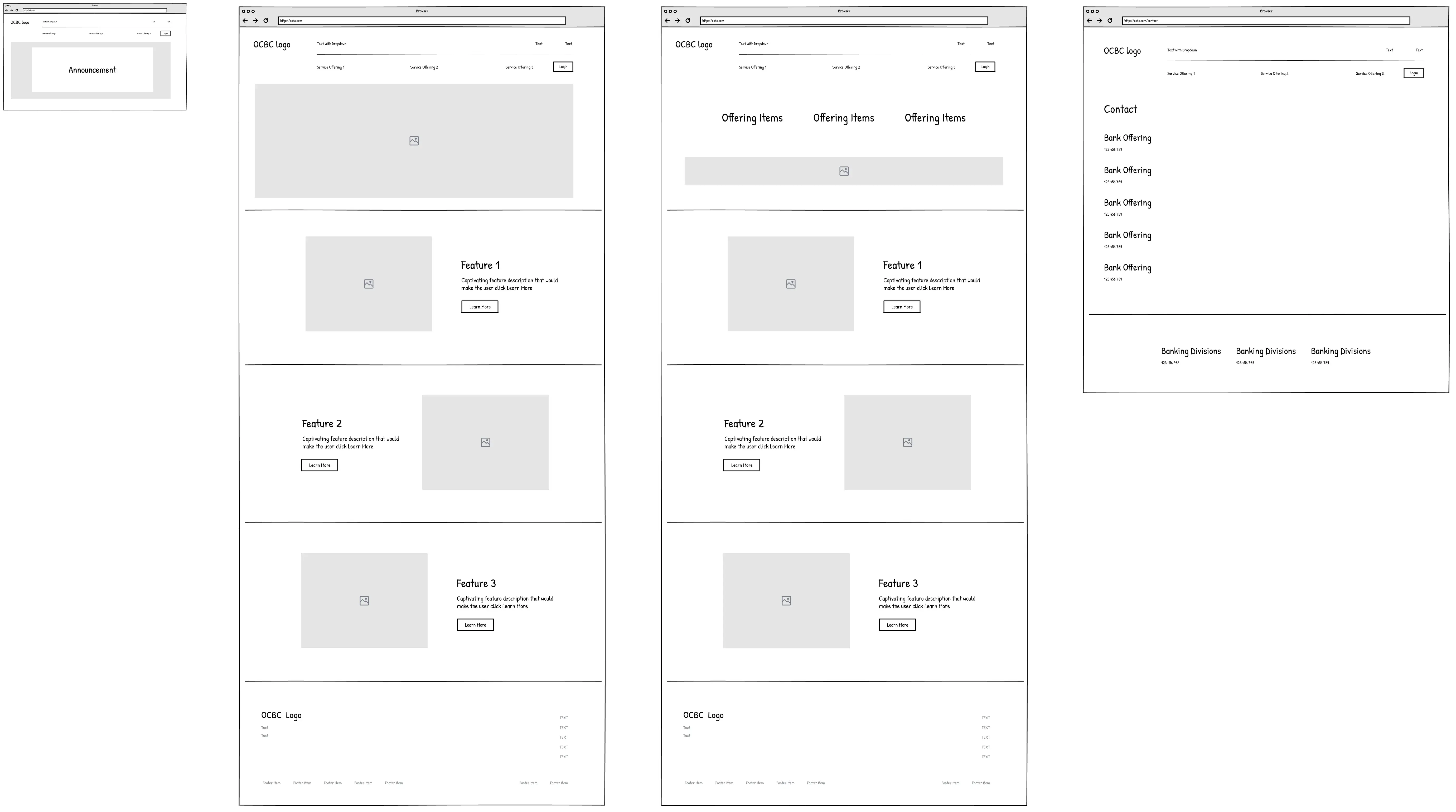 Low fidelity wireframes