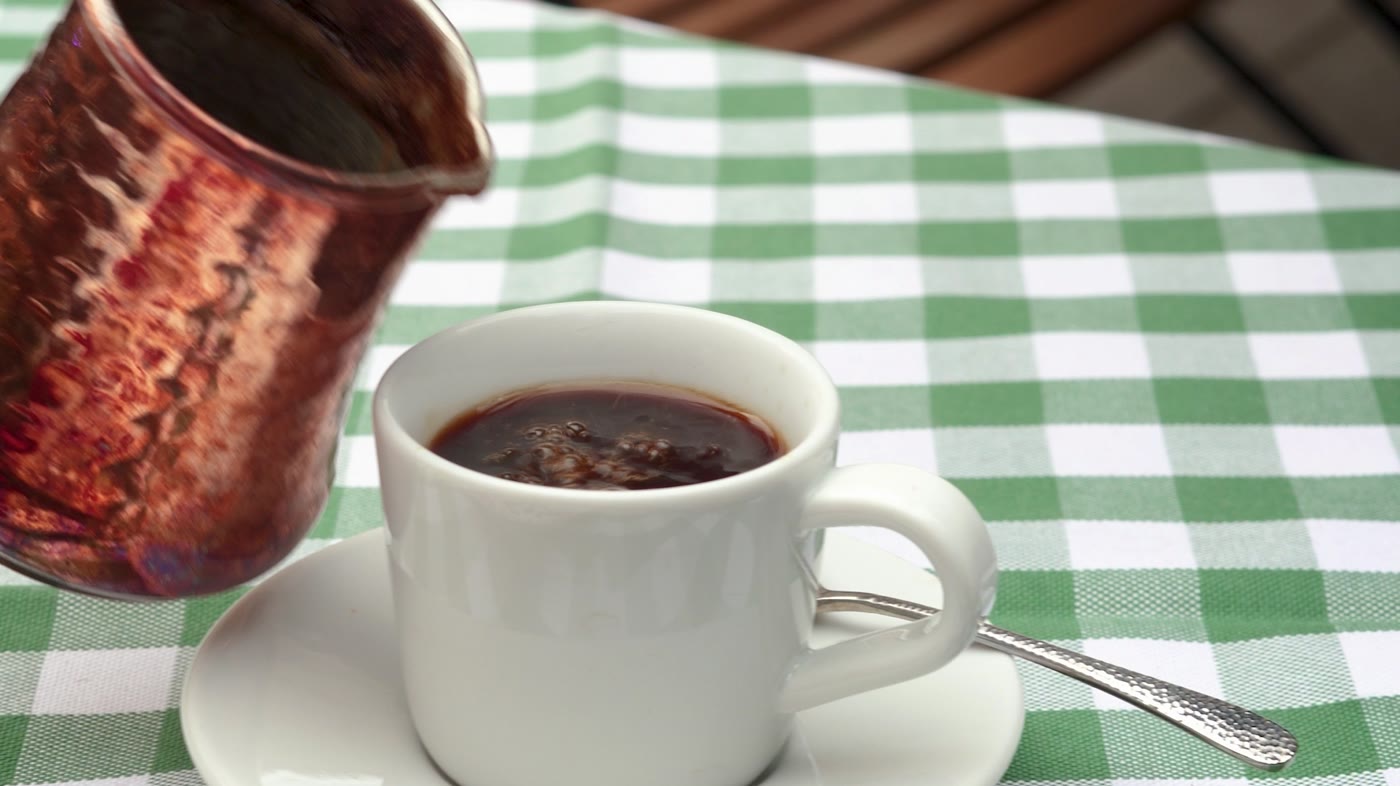Arabic coffee poured on the terrace