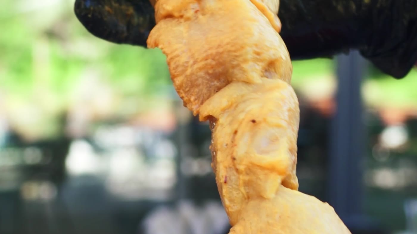 Skewer threaded by hand