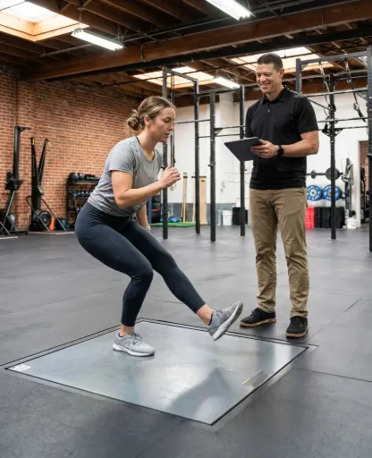 Patient working with a provider at a performance physical therapy clinic in Oakland, CA during a functional movement assessment