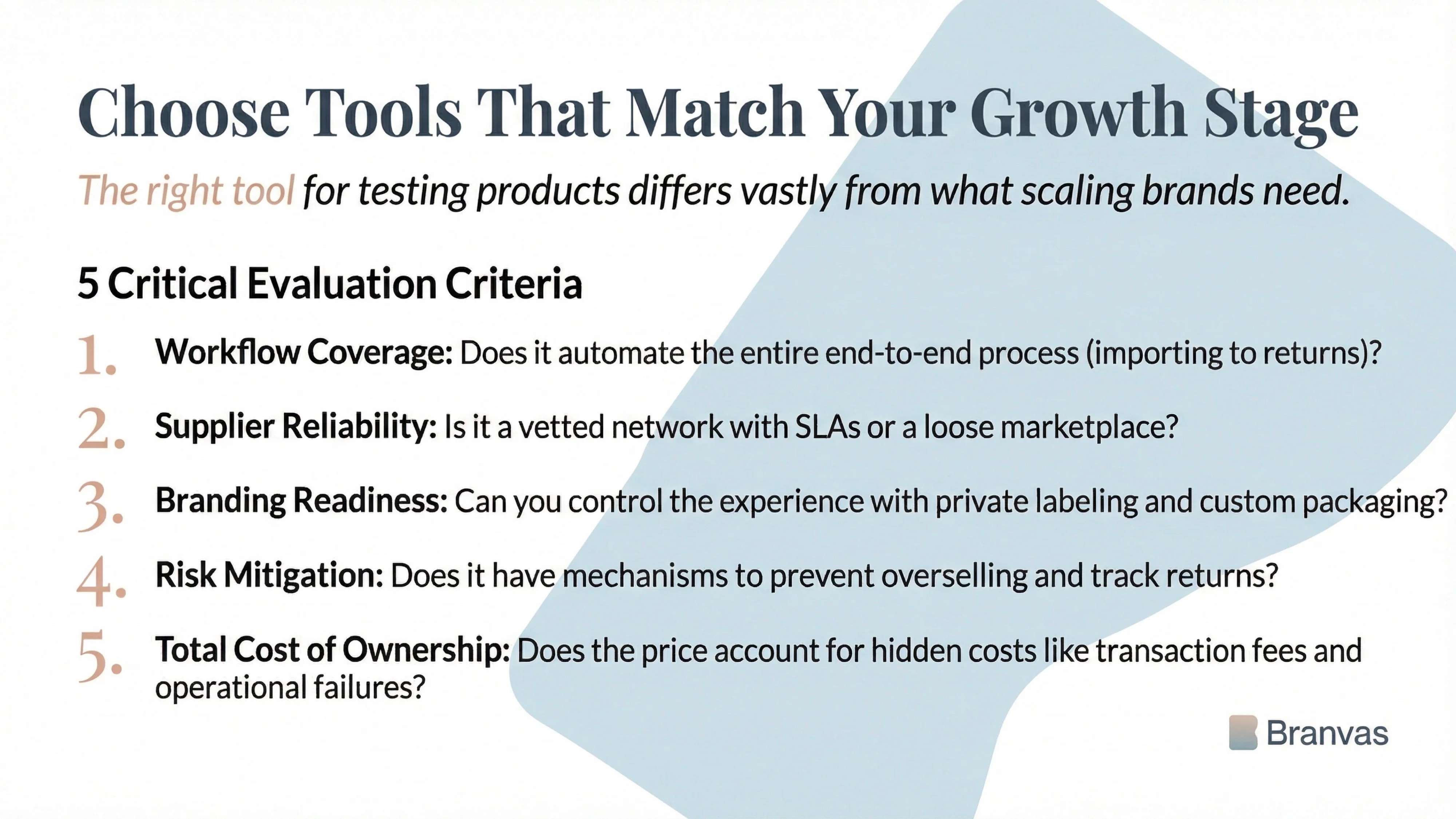 criteria to choose dropshipping automation tools