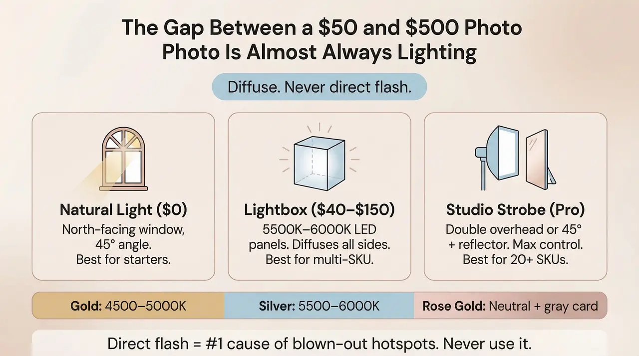 Lighting That Makes Jewelry Look Expensive (Even When You're Starting Out)