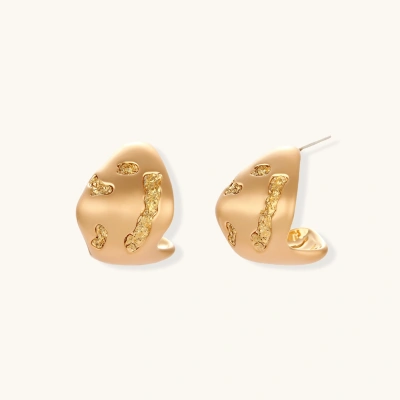 Organic-shaped stud earrings with flowing textural waves in eco-zinc alloy, featuring artistic curved design