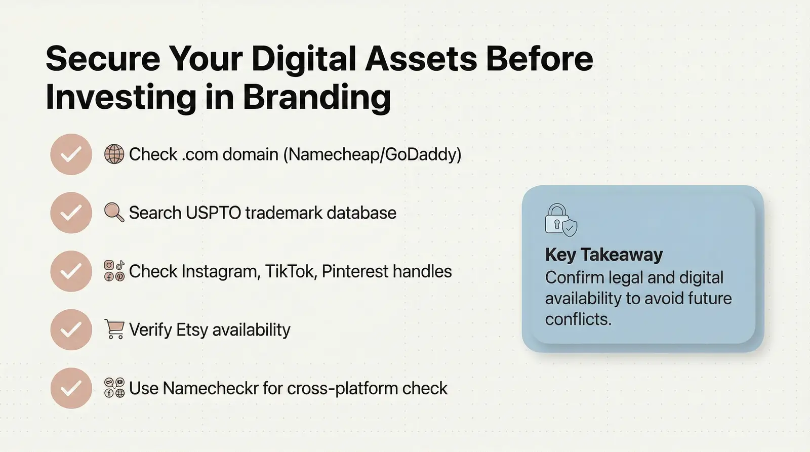 Name Availability Checklist (Domain, Trademark, Social Handles)