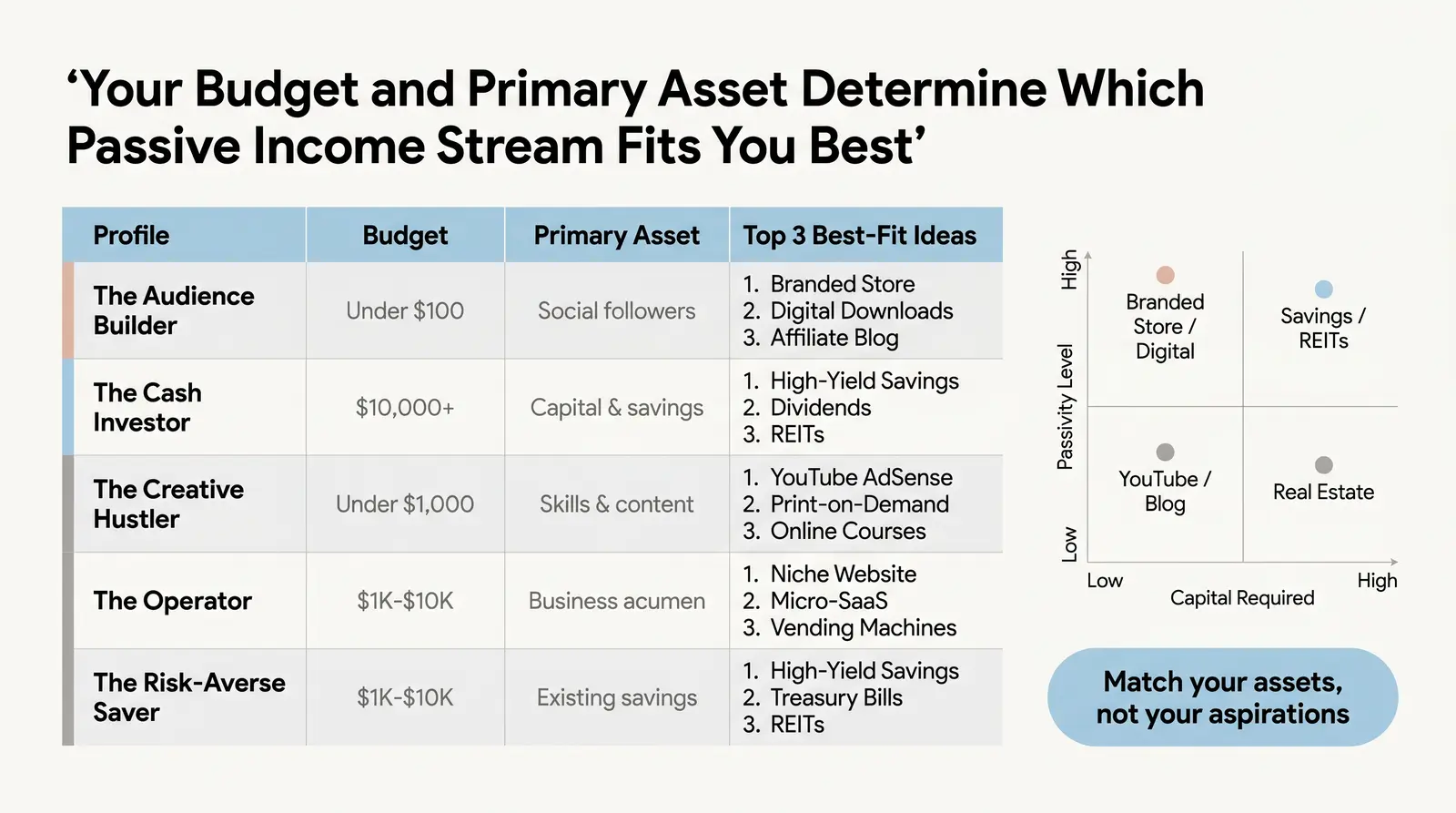 How to Choose the Right Passive Income Stream for You (Decision Matrix)