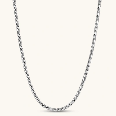 Men's 316L stainless steel twisted rope chain necklace, 560mm length, 3.9mm width, silver tone, screw clasp.