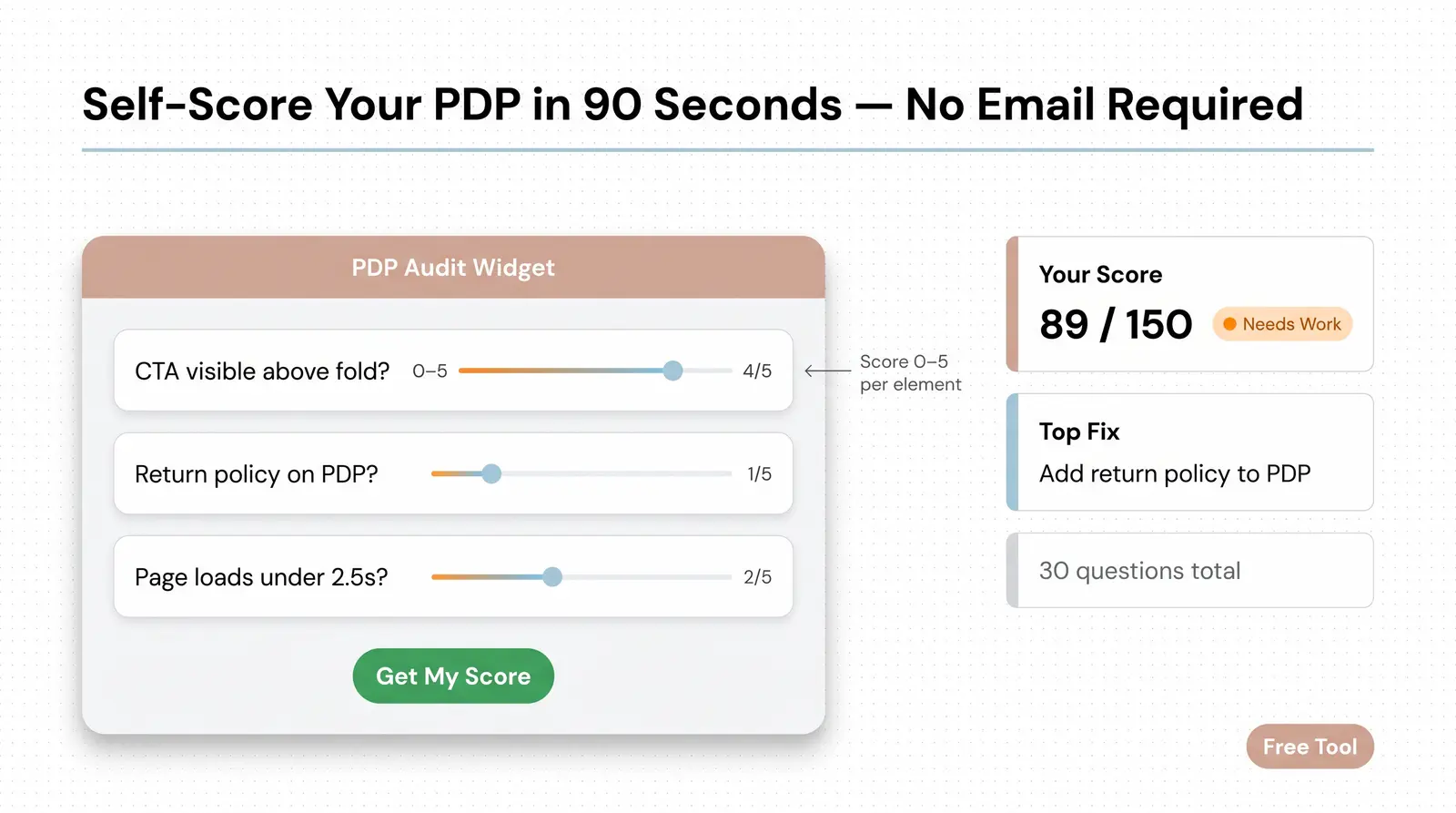 Free PDP Audit Widget — Score Your Page Now