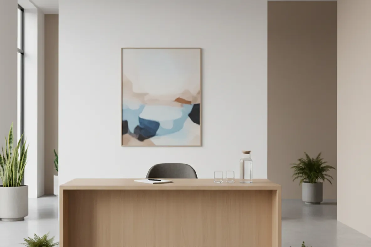 Ruhiger Coaching-Raum · Fokus und Reflexion